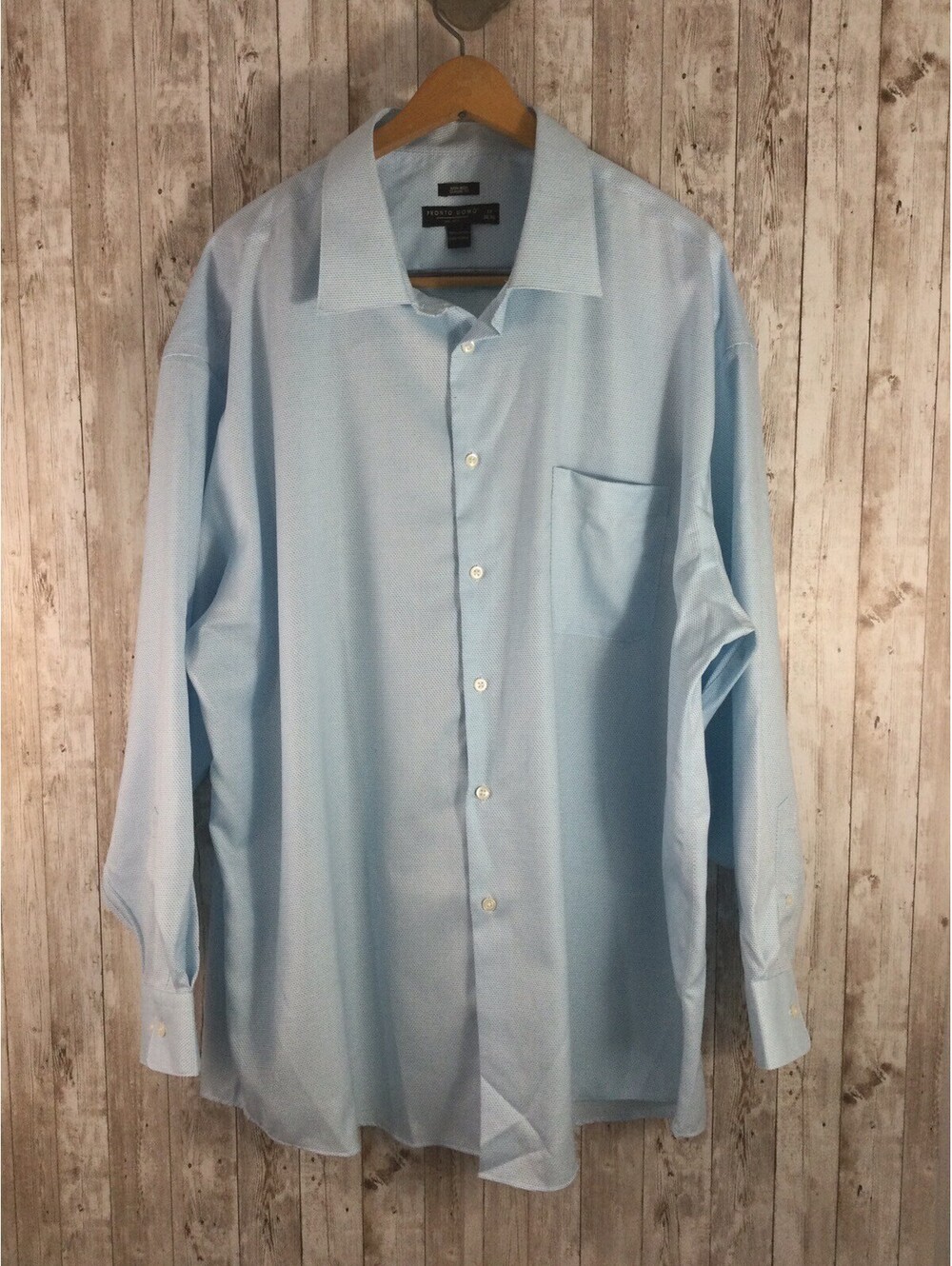 NBW Pronto Uomo Non-Iron Classic Fit Men's Blue Cotton Dress Shirt 19 34/35